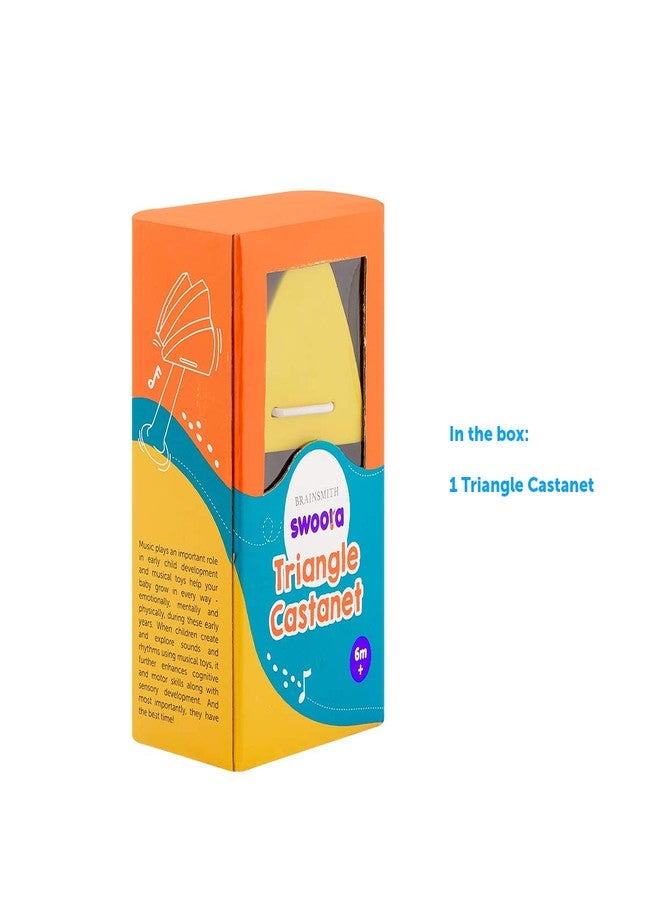 Brainsmith Swoora Triangle Premium Wooden Castanet | Baby-Safe Handheld Sound Toy for Sensory Play, Fine Motor Skills & Brain Development, Musical Rattle Toy Gift for Infants & Toddlers - (0-3 Years) - Image 4